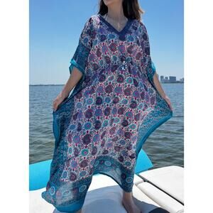 Paisley floral geo Kaftan Dresses for Women Beach Coverups, One Size Kaftans